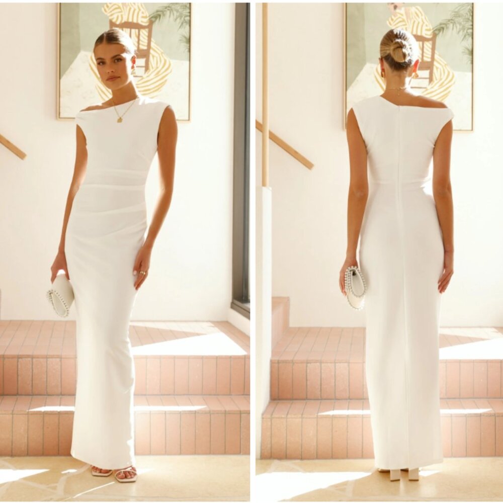 Billy J Elegant White Maxi Dress